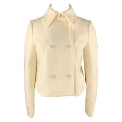 MICHAEL KORS Size 12 Cream Virgin Wool Double Breasted Jacket