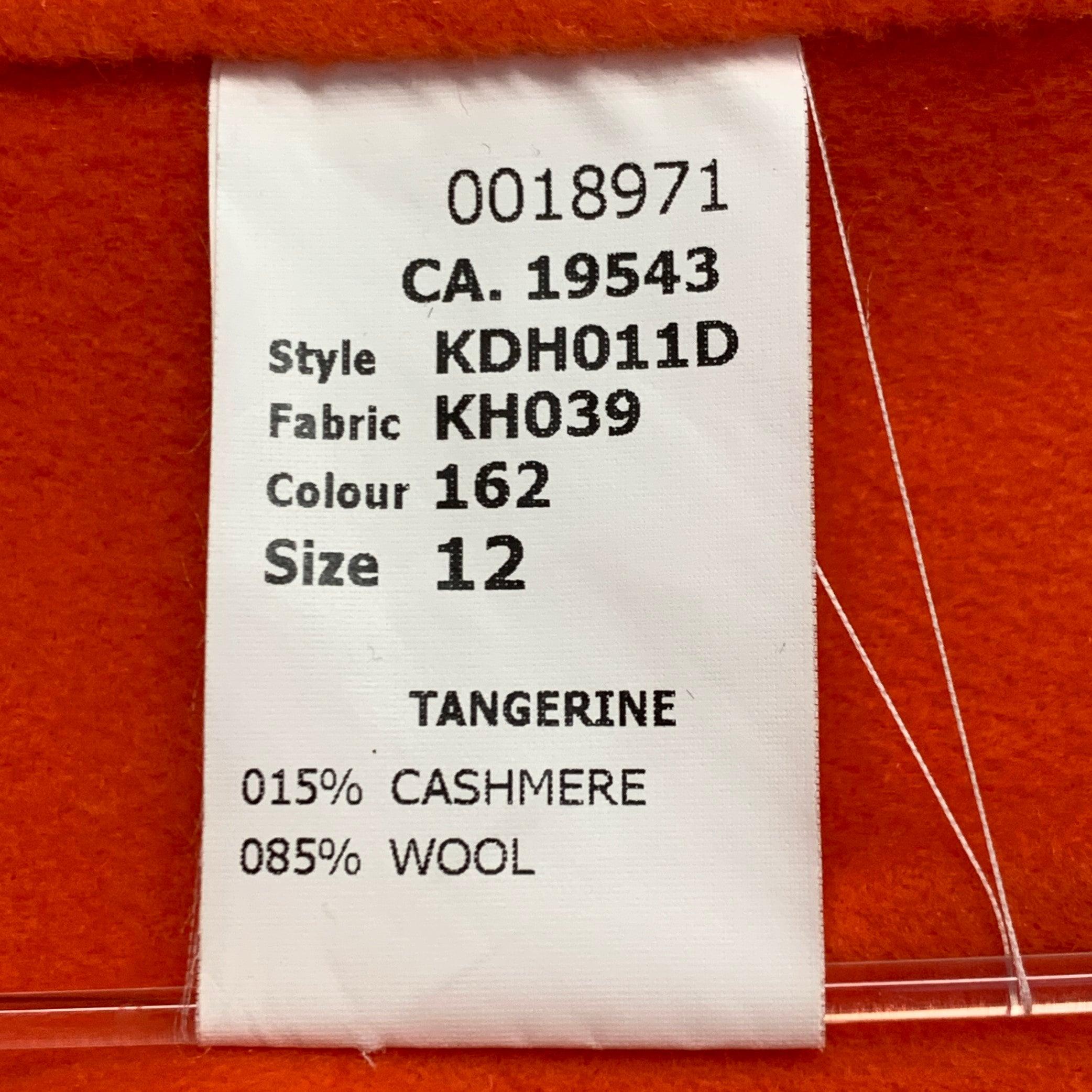MICHAEL KORS Size 12 Orange Wool Cashmere Peak Lapel Coat For Sale 1