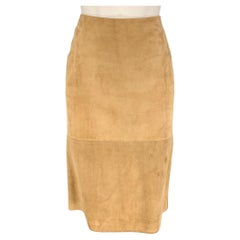 Used MICHAEL KORS Size 2 Beige Suede Pencil Skirt