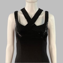 MICHAEL KORS Size 2 Black Virgin Wool Blend Cutout Sequined Evening Gown