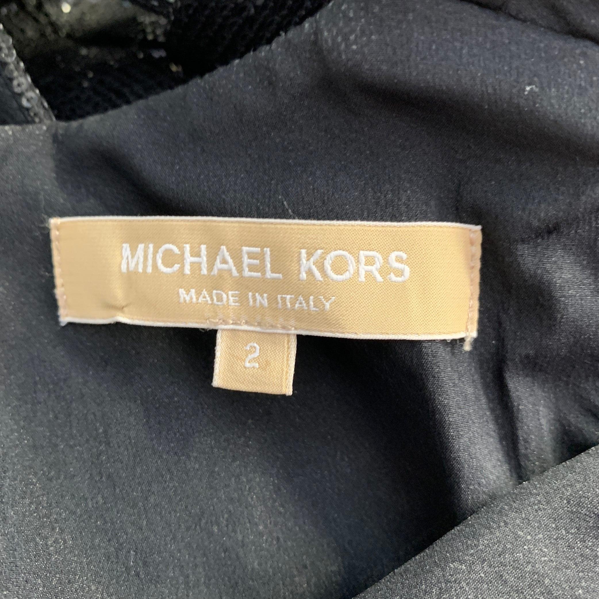 Michael Kors Taglia 2 Abito da sera nero in misto lana vergine con ritaglio e paillettes in vendita 1