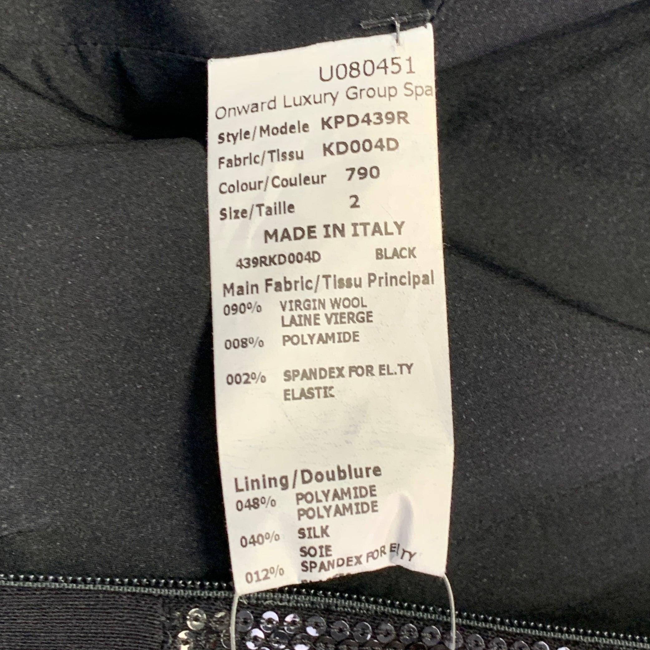 Michael Kors Taglia 2 Abito da sera nero in misto lana vergine con ritaglio e paillettes in vendita 2