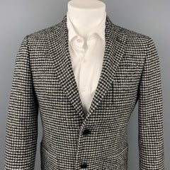 MICHAEL KORS Size 36 Black & Grey Houndstooth Wool Blend Sport Coat
