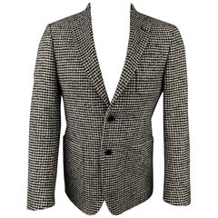 MICHAEL KORS Size 36 Black & Grey Houndstooth Wool Blend Sport Coat