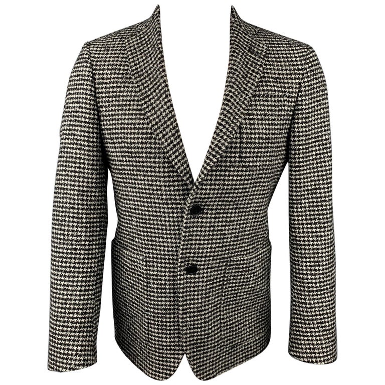 MICHAEL KORS Size 36 Black and Grey Houndstooth Wool Blend Sport Coat ...