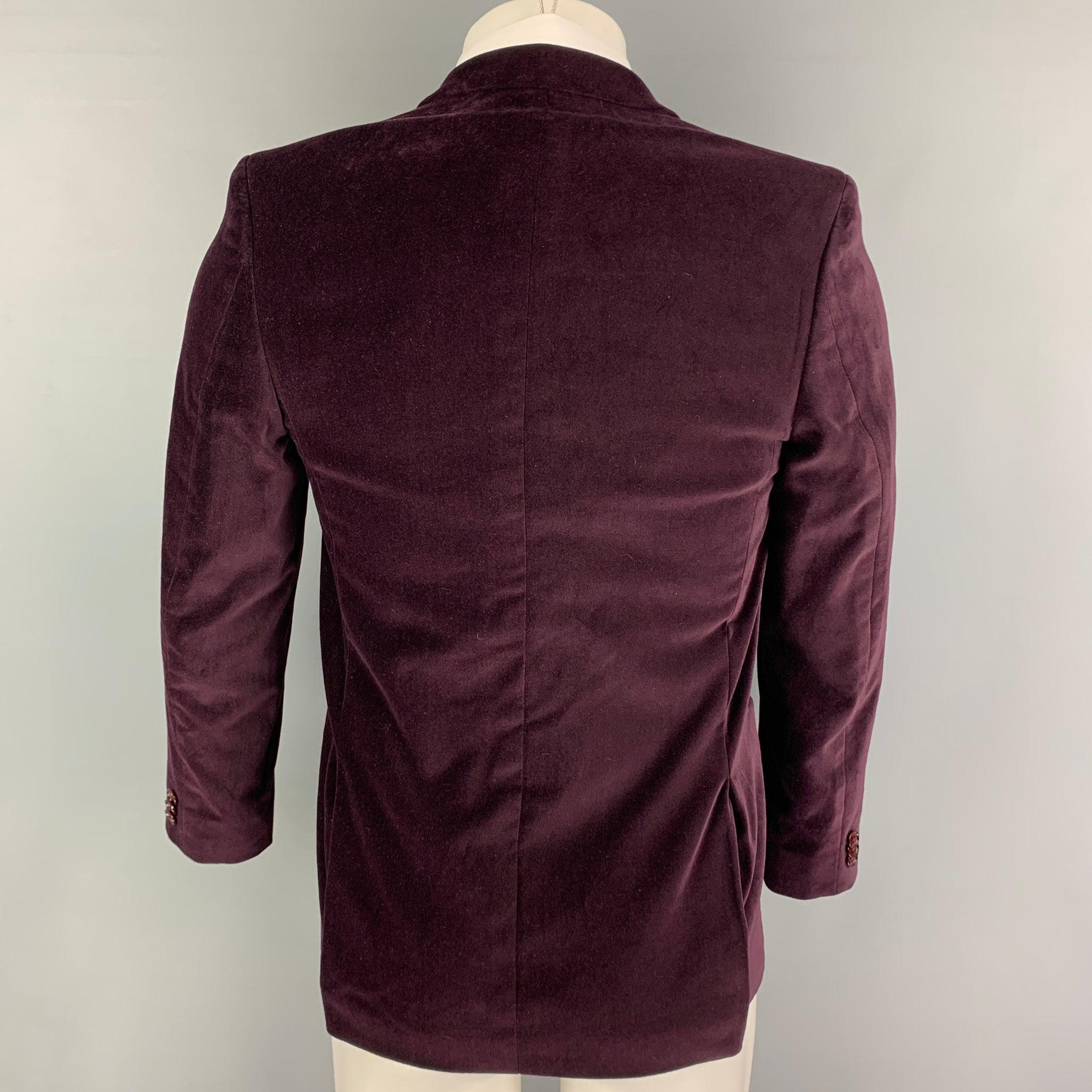 MICHAEL KORS Size 36 Purple Velvet Cotton Sport Coat In Good Condition For Sale In San Francisco, CA