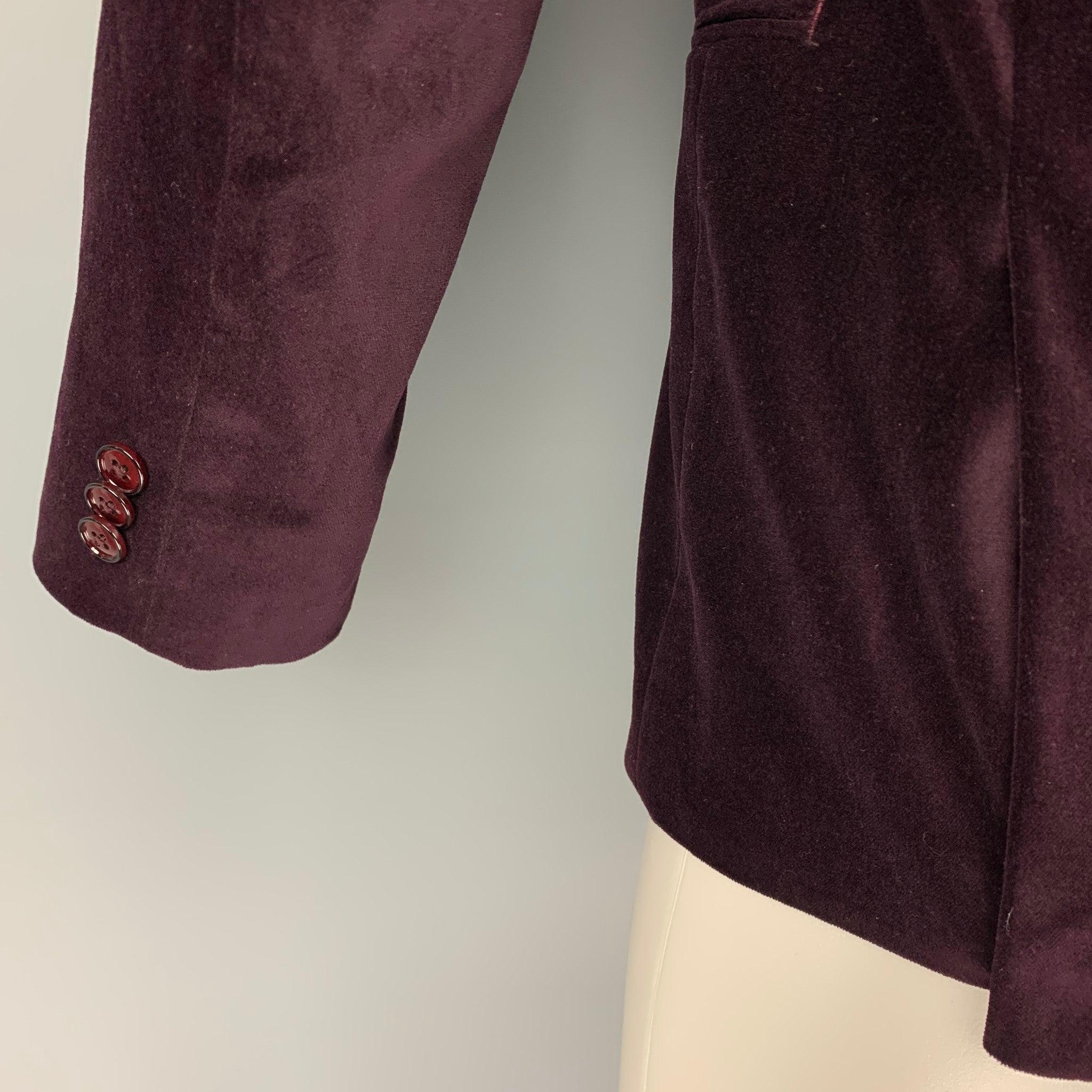 Men's MICHAEL KORS Size 36 Purple Velvet Cotton Sport Coat For Sale