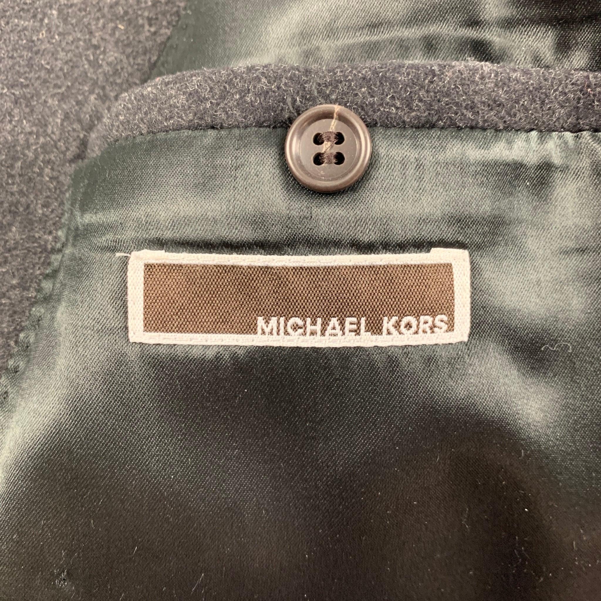 MICHAEL KORS Size 38 Charcoal Wool Blend Double Breasted Coat For Sale 1