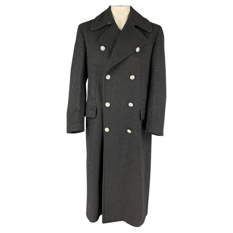 MICHAEL KORS Size 38 Charcoal Wool Blend Double Breasted Coat For Sale