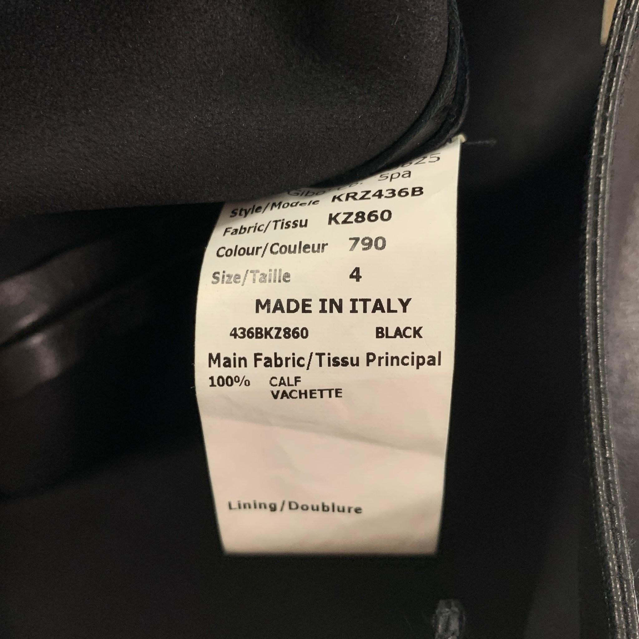 MICHAEL KORS Size 4 Black Leather Short Sleeve Below Knee Dress In Good Condition In San Francisco, CA
