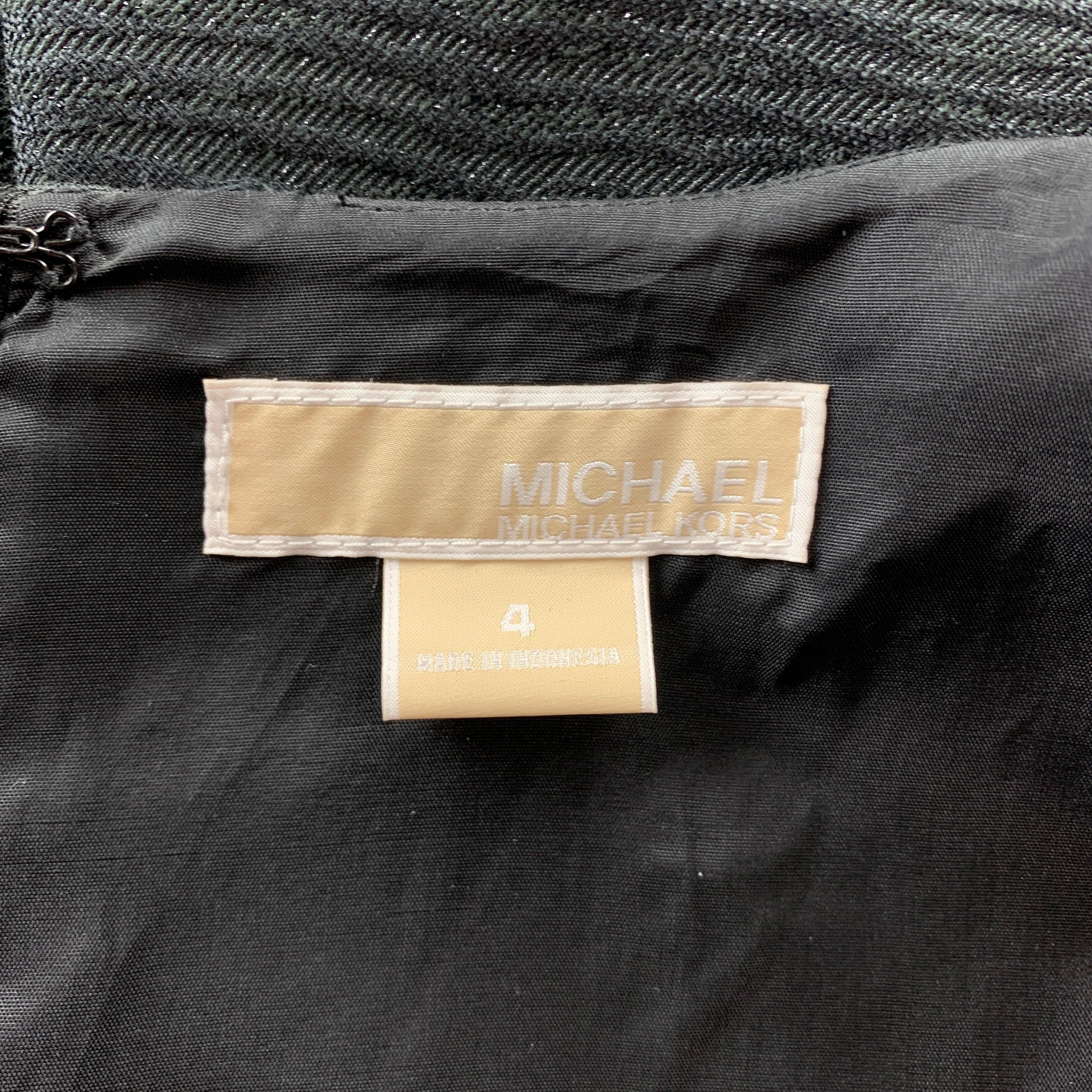 MICHAEL KORS Size 4 Black Woven Polyester Blend Empire Waist Dress For Sale 1