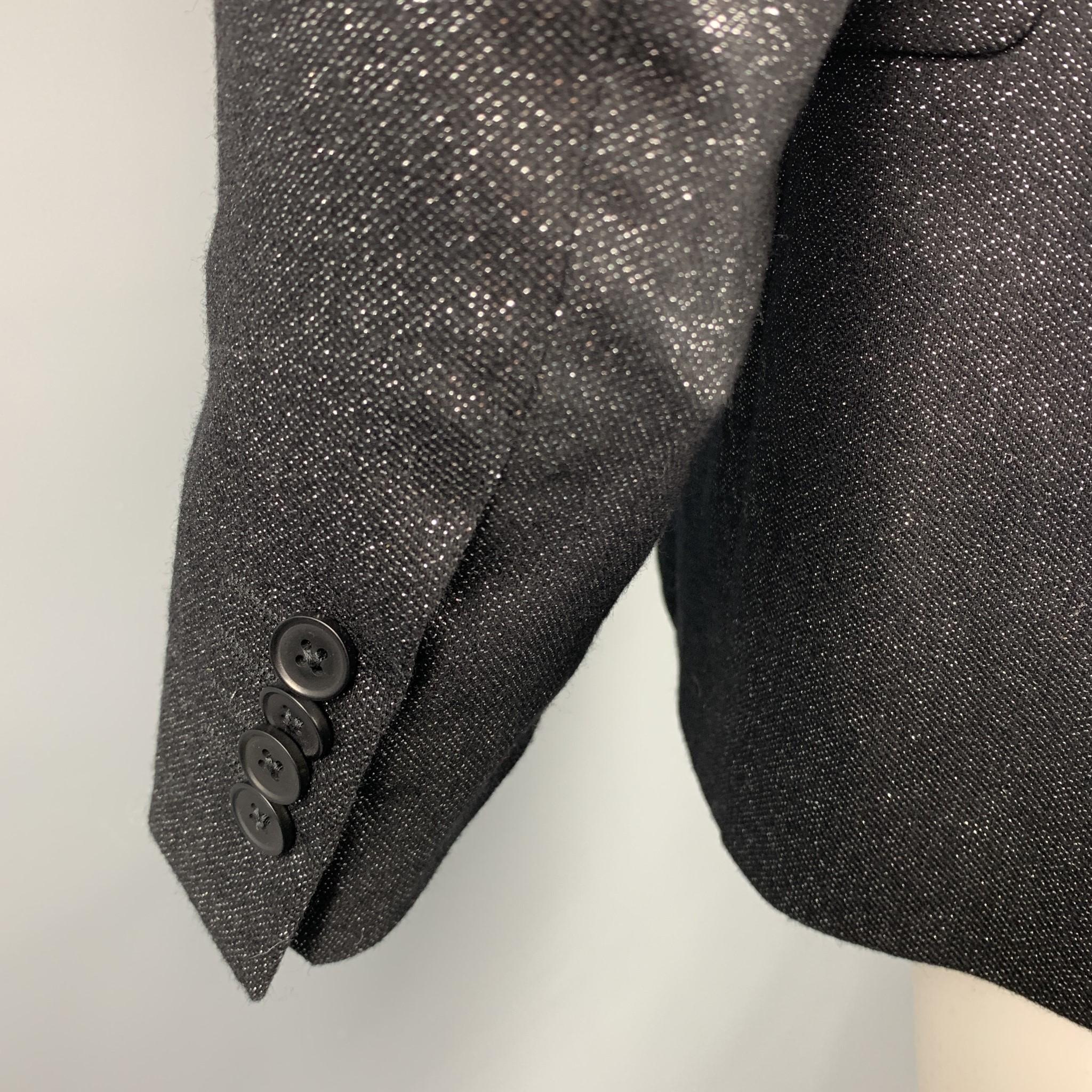 MICHAEL KORS Size 40 Regular Black & Silver Metallic Wool Blend Sport Coat In Excellent Condition In San Francisco, CA