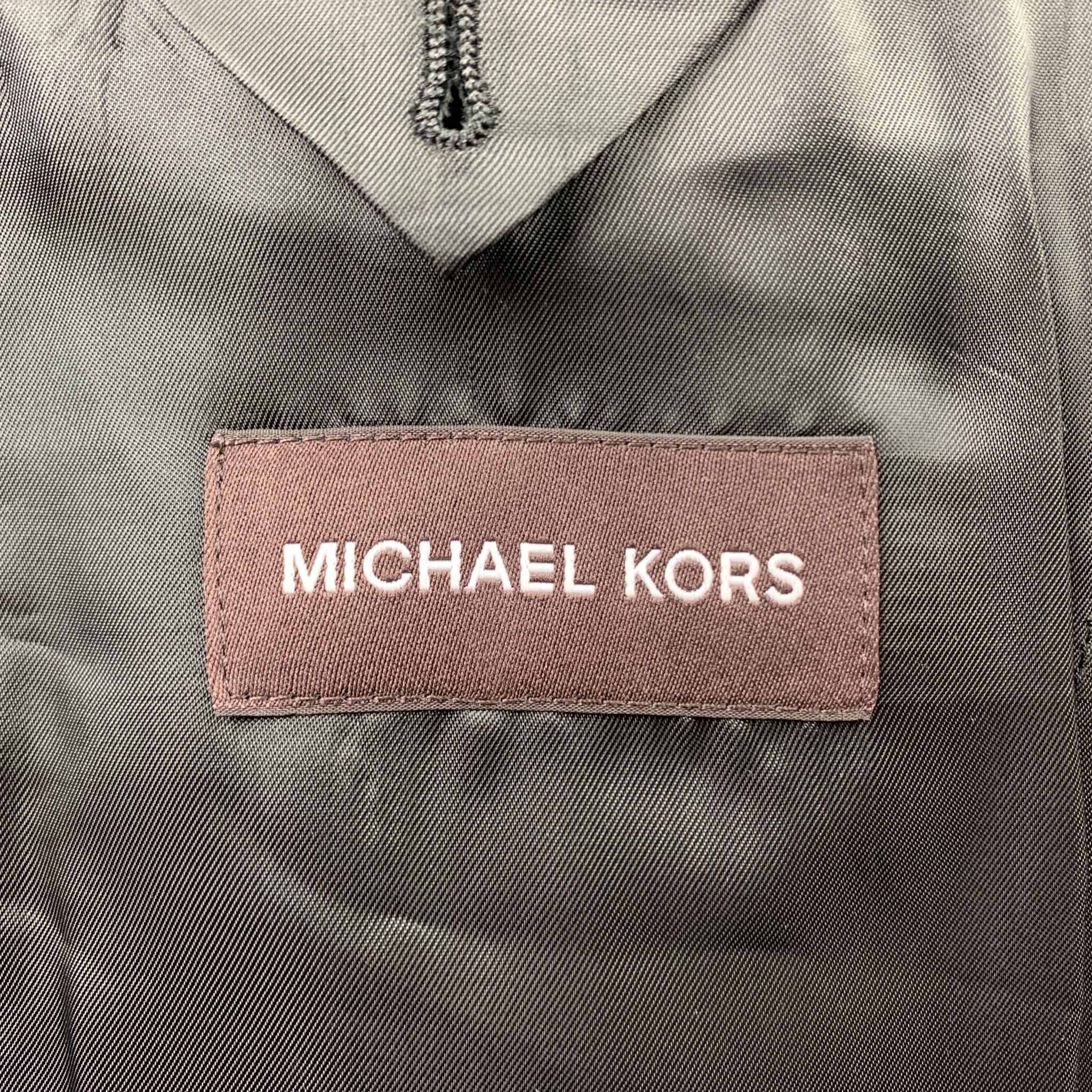 Men's MICHAEL KORS Size 40 Regular Black & Silver Metallic Wool Blend Sport Coat