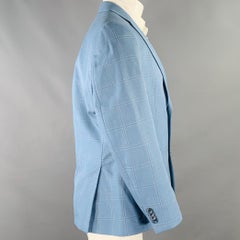 MICHAEL KORS Size 40 Short Blue Window Pane Polyester Blend Sport Coat