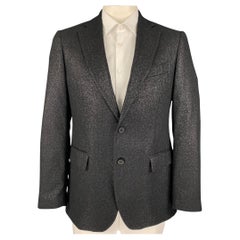 MICHAEL KORS Size 42 Black Silver Metallic Wool Blend Sport Coat