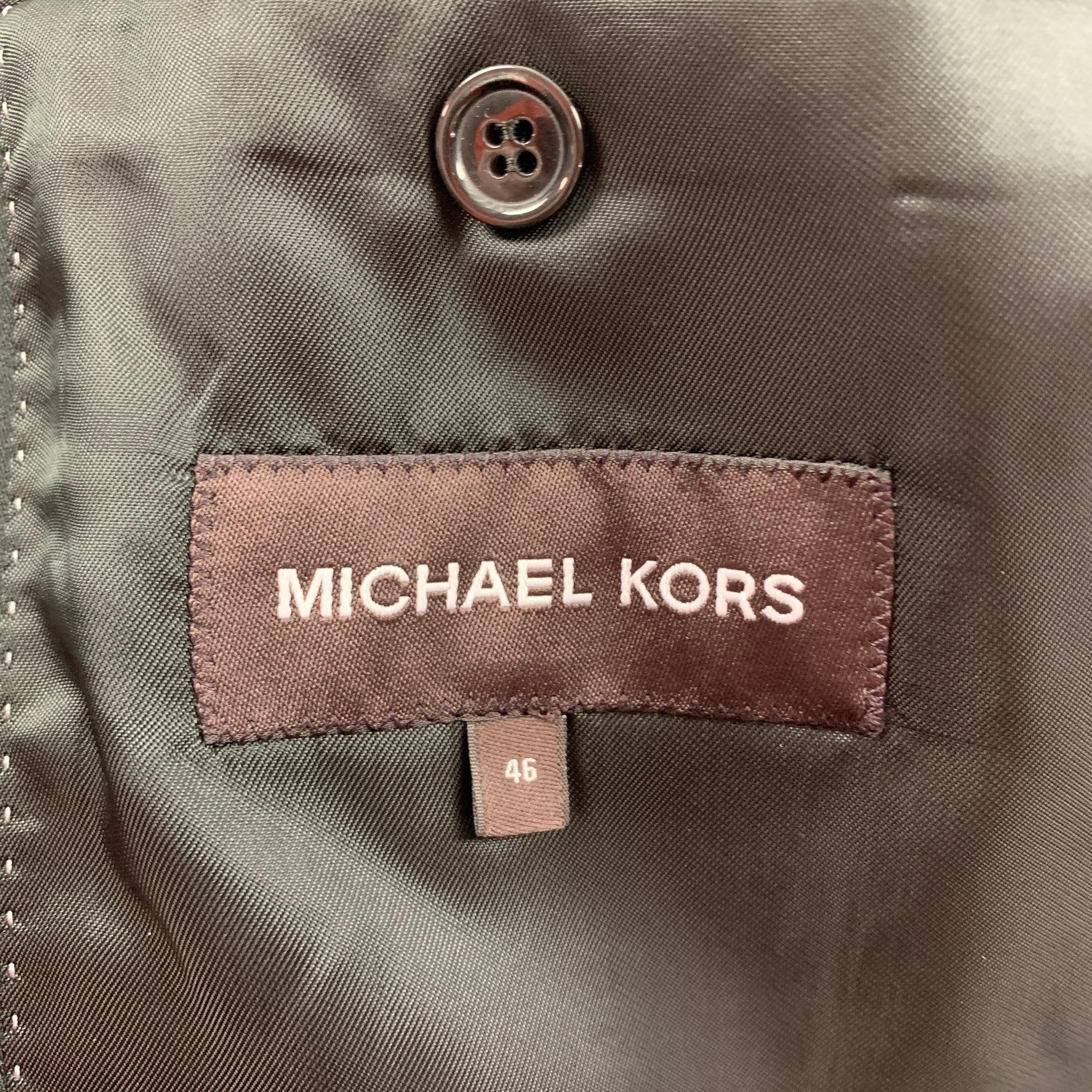MICHAEL KORS Size 46 Black Gold Jacquard Polyester Peak Lapel Sport Coat For Sale 1