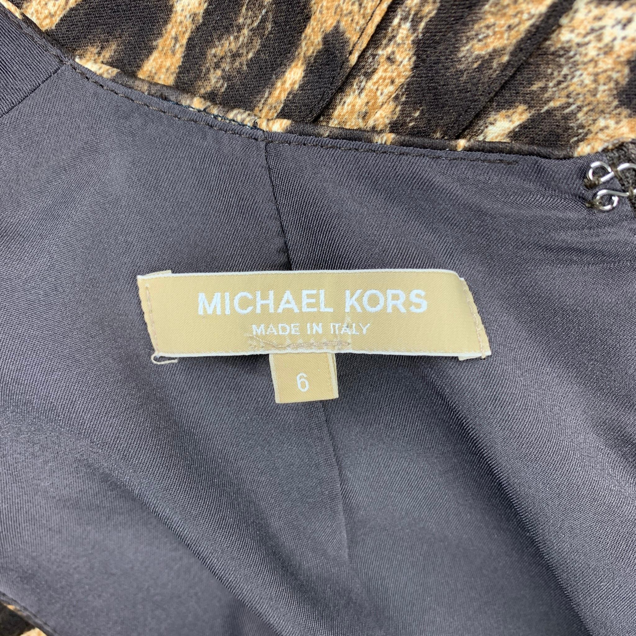MICHAEL KORS Size 6 Brown Leopard Print Rayon Shift Dress 1