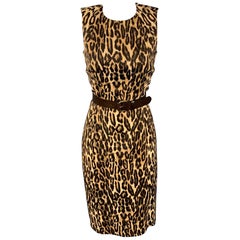 MICHAEL KORS Taille 6 Robe droite en rayonne marron imprimé léopard