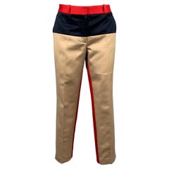 MICHAEL KORS Size 6 Khaki & Red Color Block Cotton Dress Pants