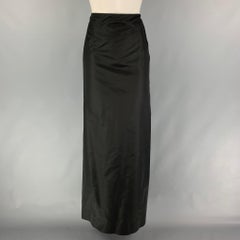 MICHAEL KORS Size 8 Black Silk Train Long Skirt