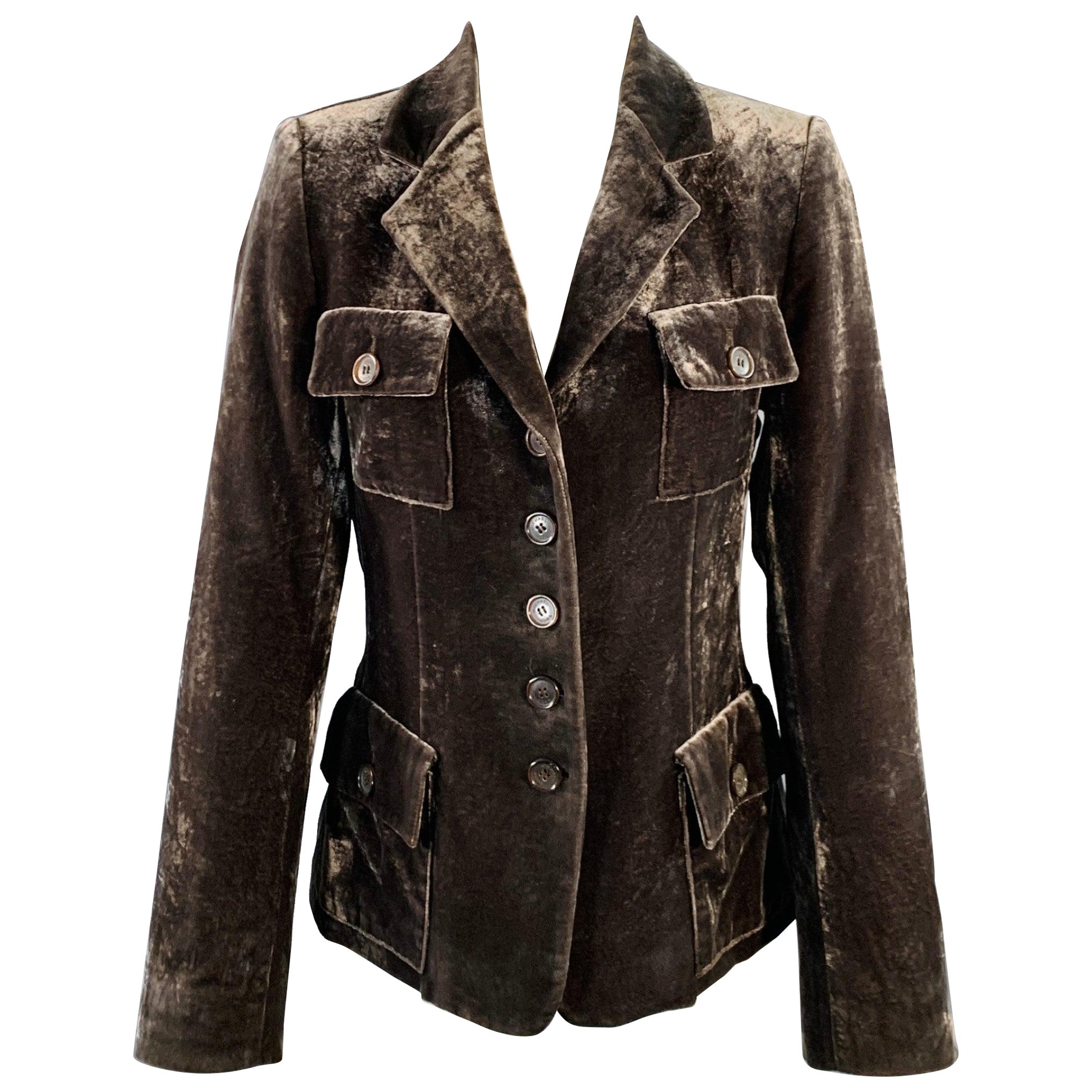 MICHAEL KORS Size 8 Grey Velvet Notch Lapel Jacket Blazer