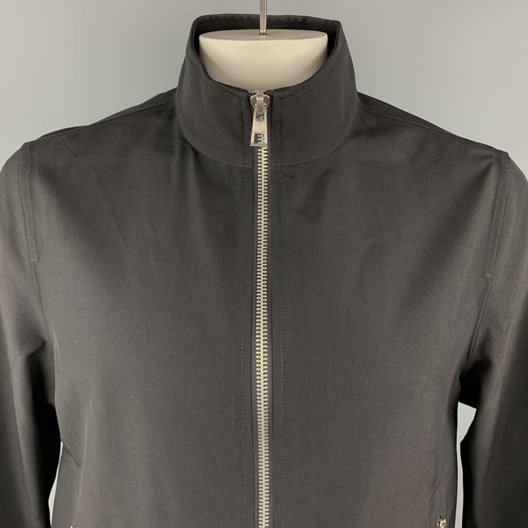 MICHAEL KORS Size L Black Wool Zip Up Zip Pockets Snaps Jacket at 1stDibs