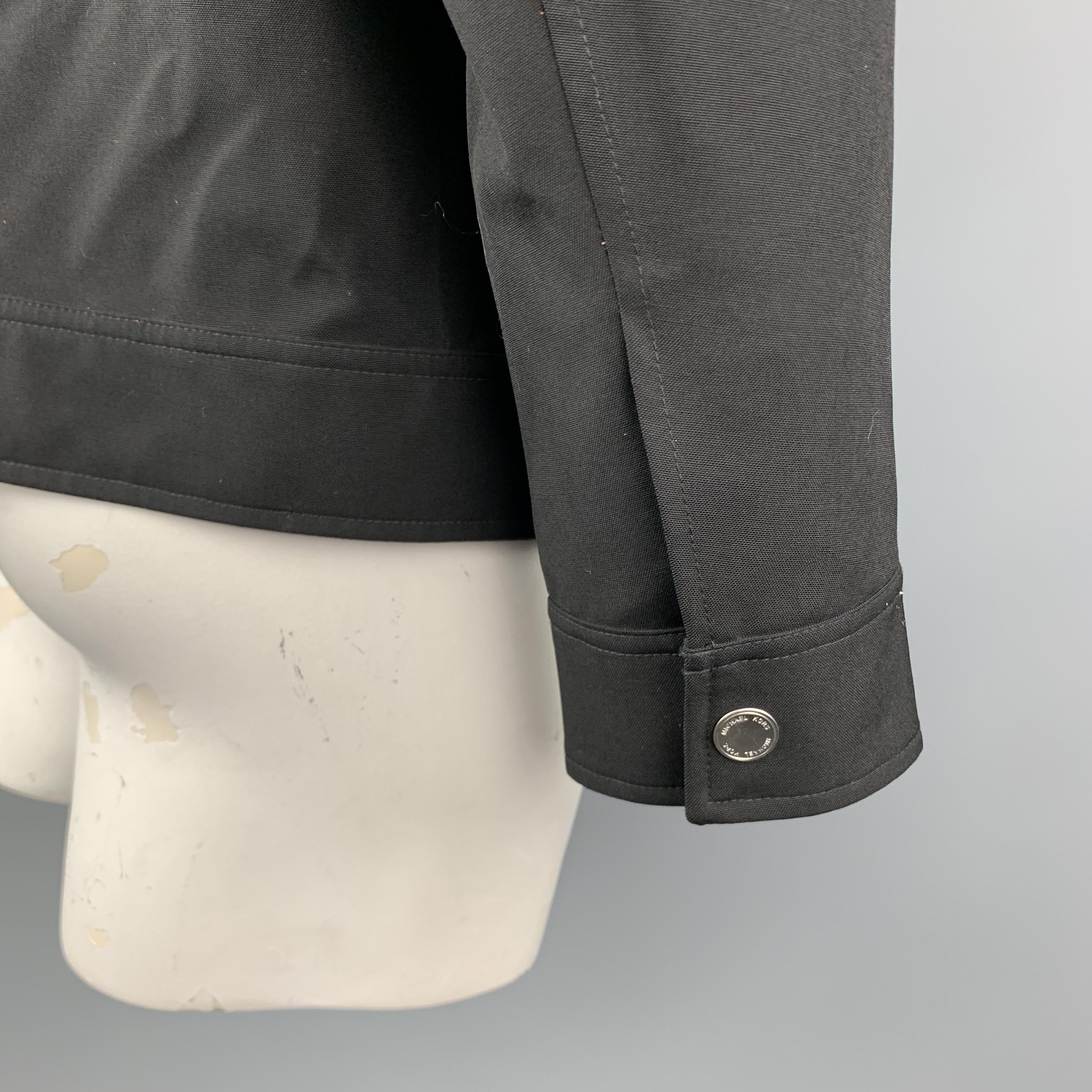 Men's MICHAEL KORS Size L Black Wool Zip Up Zip Pockets Snaps Jacket