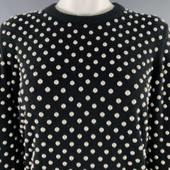 MICHAEL KORS Size M Black White Cashmere Pearls Crew Neck Sweater
