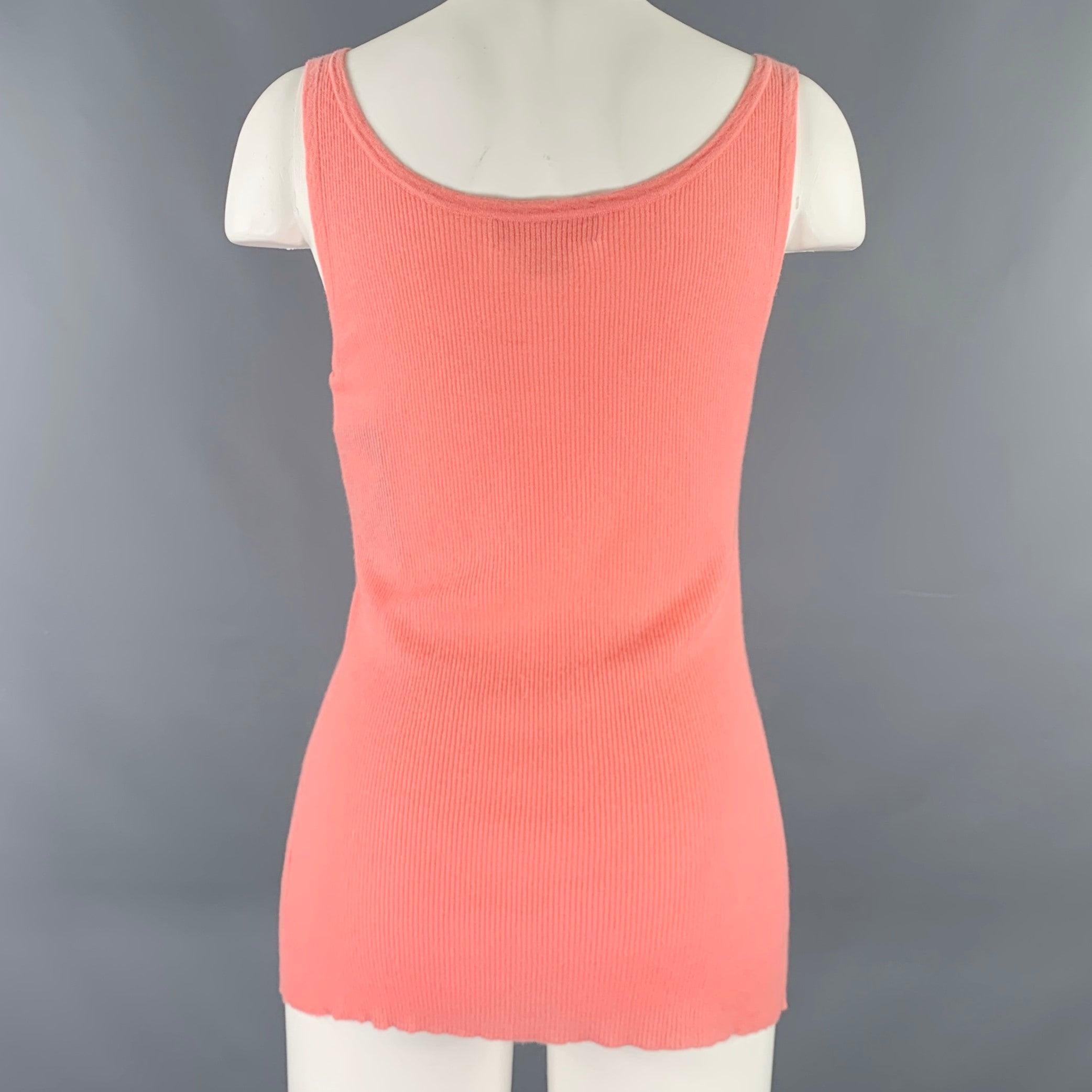 MICHAEL KORS Size M Pink Ribbed Tank Casual Top In Excellent Condition For Sale In San Francisco, CA
