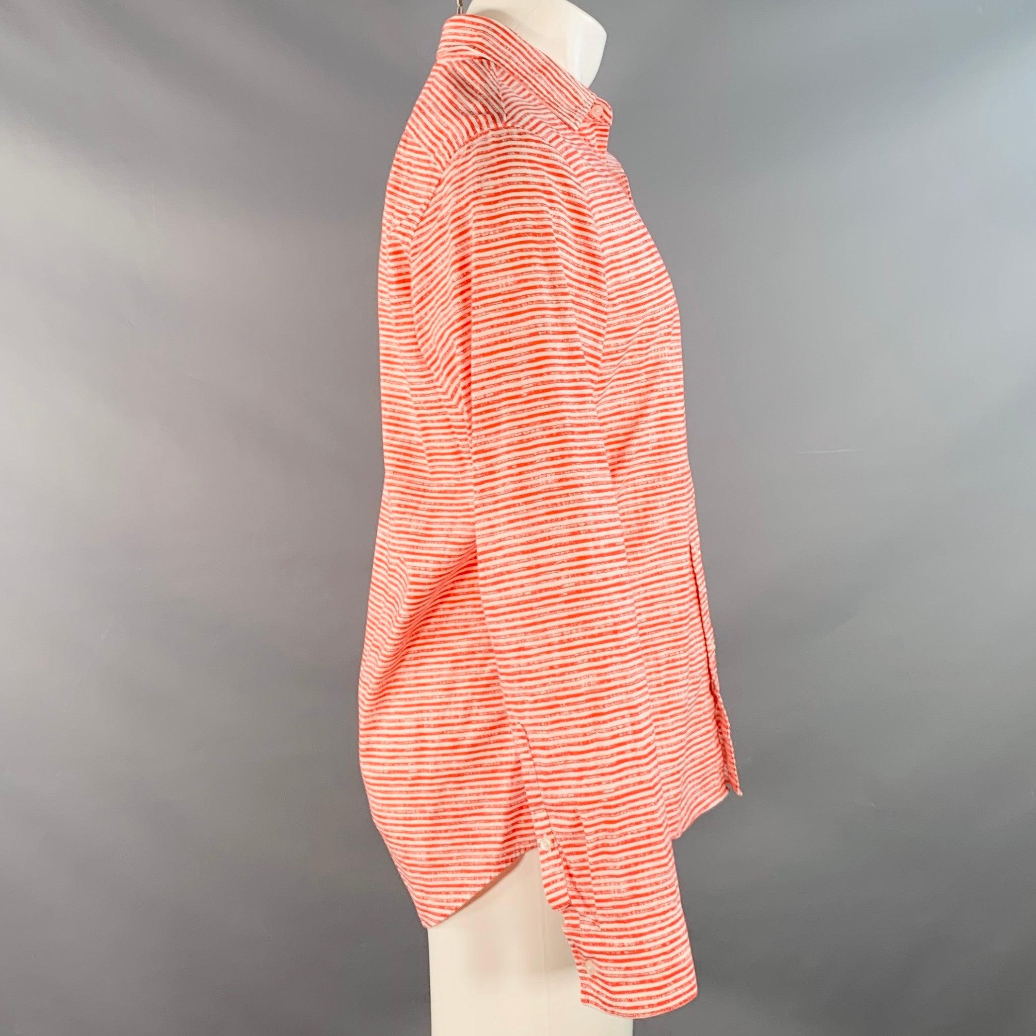 MICHAEL KORS Camisa de manga larga Slim Fit de algodón a rayas rojas y blancas talla M Naranja en venta