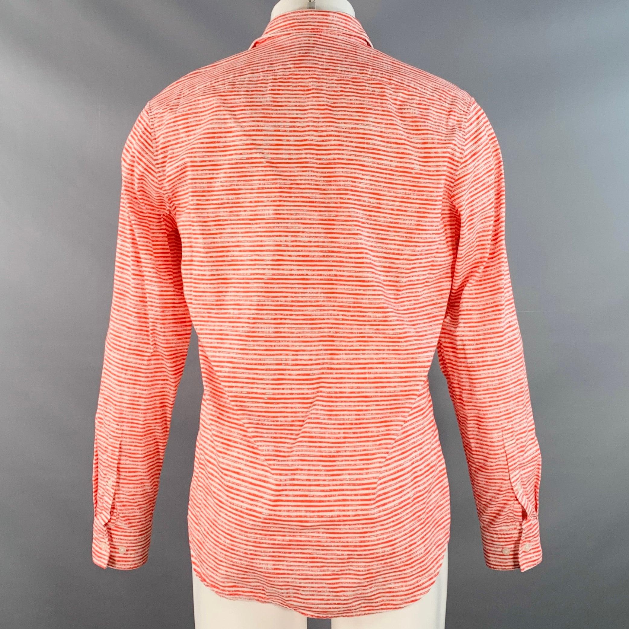 MICHAEL KORS Camisa de manga larga Slim Fit de algodón a rayas rojas y blancas talla M en Excelente estado para la venta en San Francisco, CA