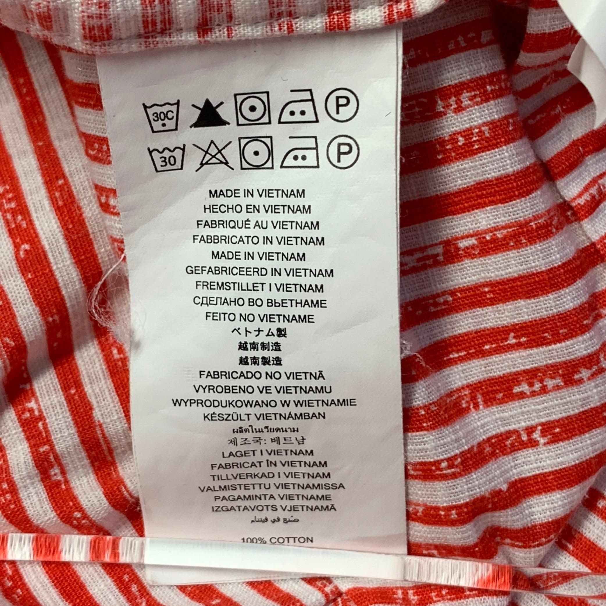MICHAEL KORS Camisa de manga larga Slim Fit de algodón a rayas rojas y blancas talla M en venta 1