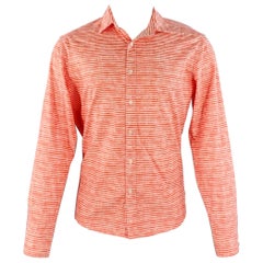 MICHAEL KORS Camisa de manga larga Slim Fit de algodón a rayas rojas y blancas talla M