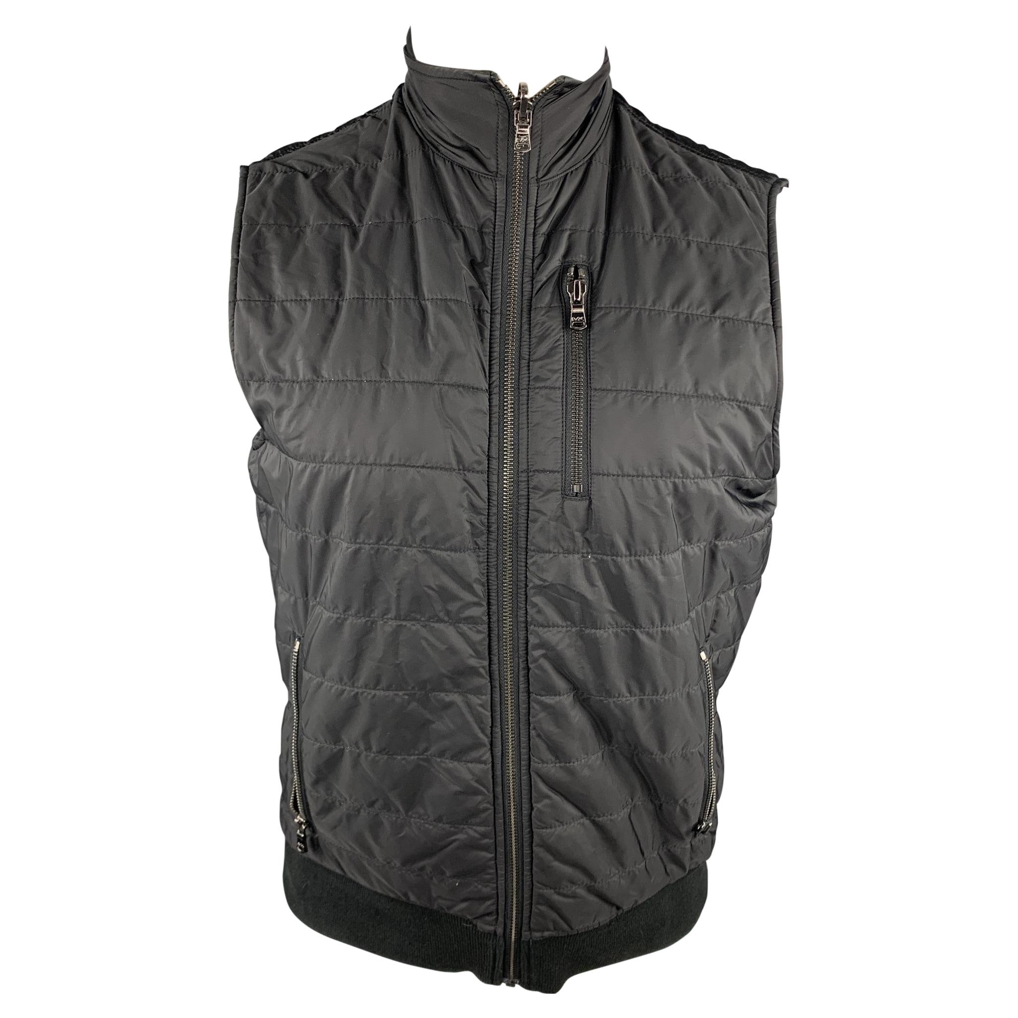 MICHAEL KORS Size S Black Quilted Nylon Zip Up Vest