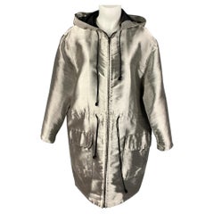 Used MICHAEL KORS Size S Silver Metallic Hooded Oversized Jacket