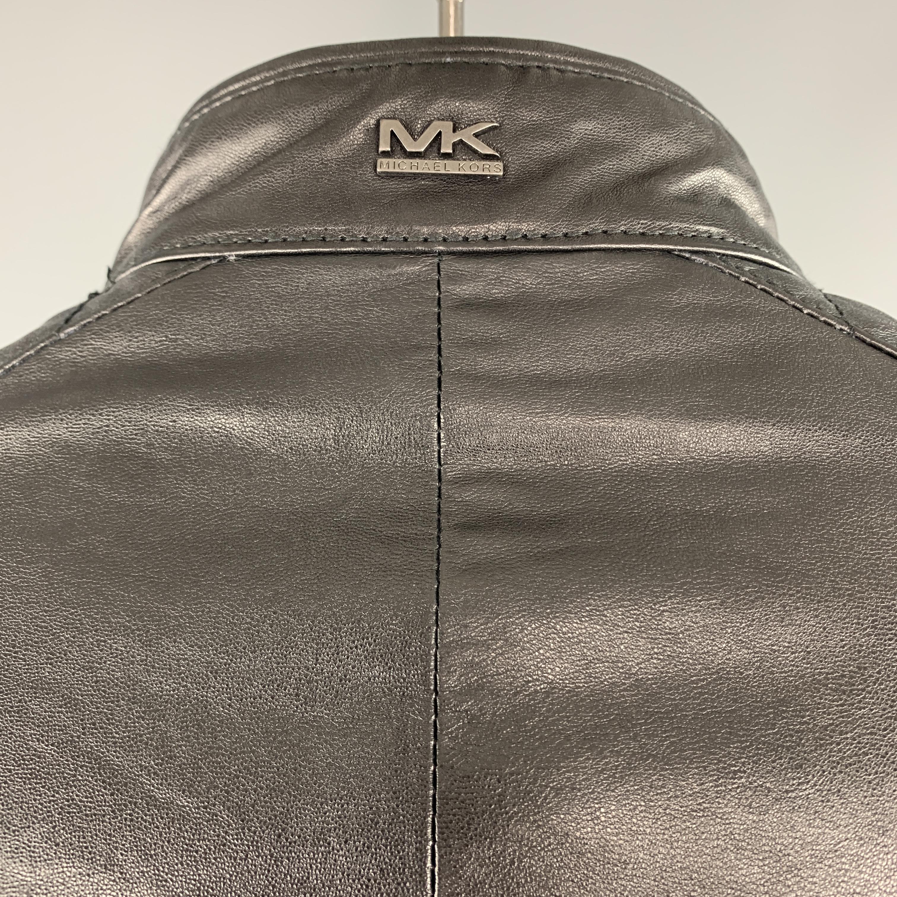 Men's MICHAEL KORS Size XL Black Quilted Patch Leather Biker Jacket