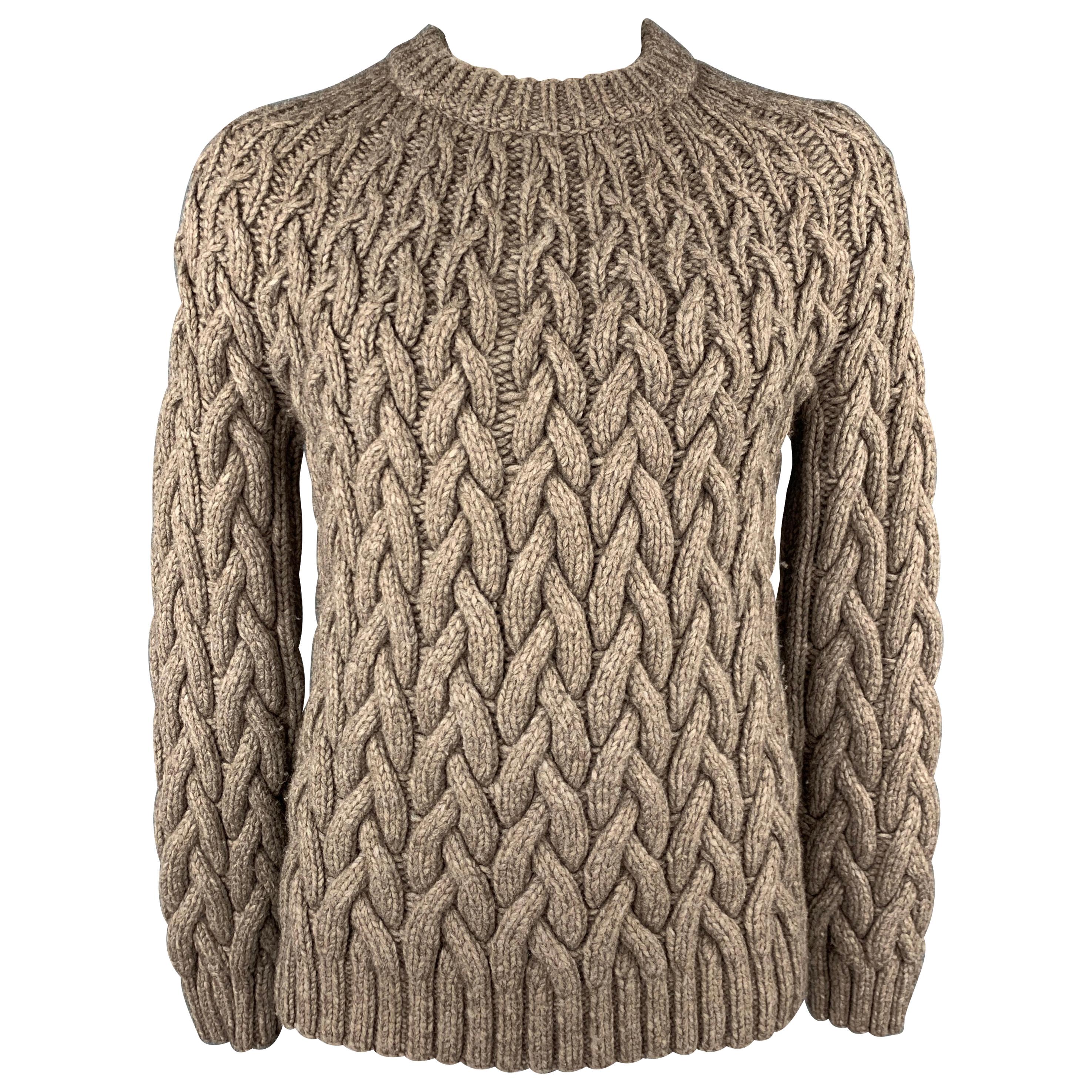 Tan Michael Kors Fox Fur-Trimmed Cashmere Sweater Jacket at