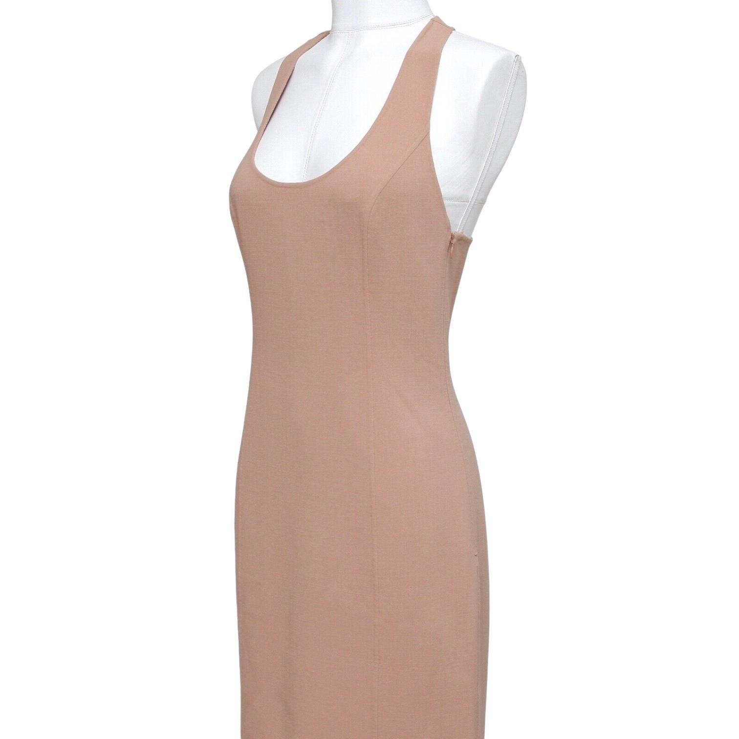 Women's or Men's MICHAEL KORS Sleeveless Dress Beige Scoop Neck Razorback Wool Blend Spandex 4 For Sale