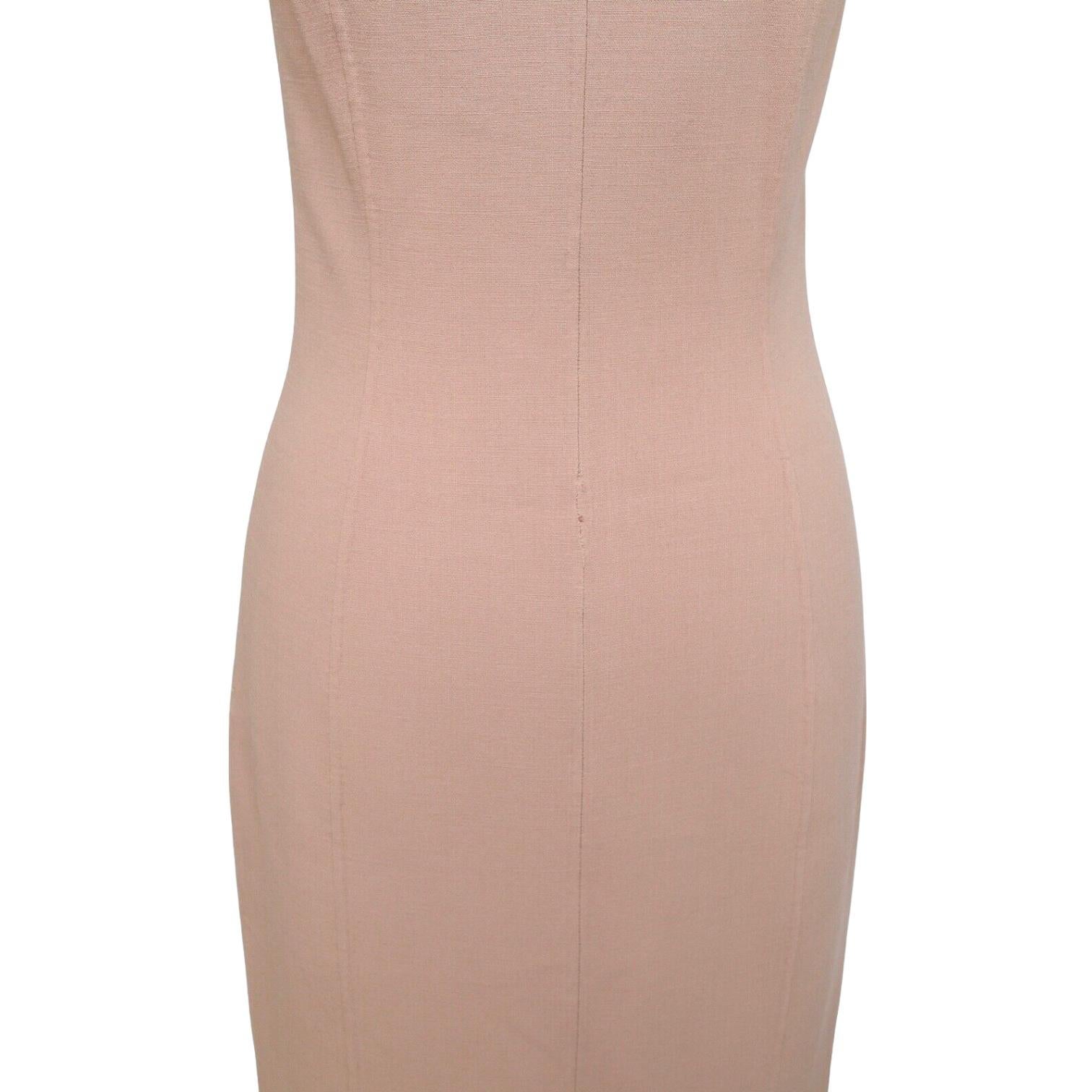 MICHAEL KORS Sleeveless Dress Beige Scoop Neck Razorback Wool Blend Spandex 4 For Sale 1