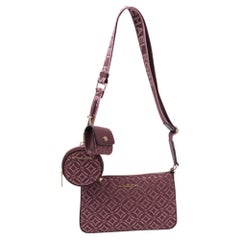 Michael Kors Small Jet Set Travel Logo Jacquard Crossbody Bag in Burgundy Canvas