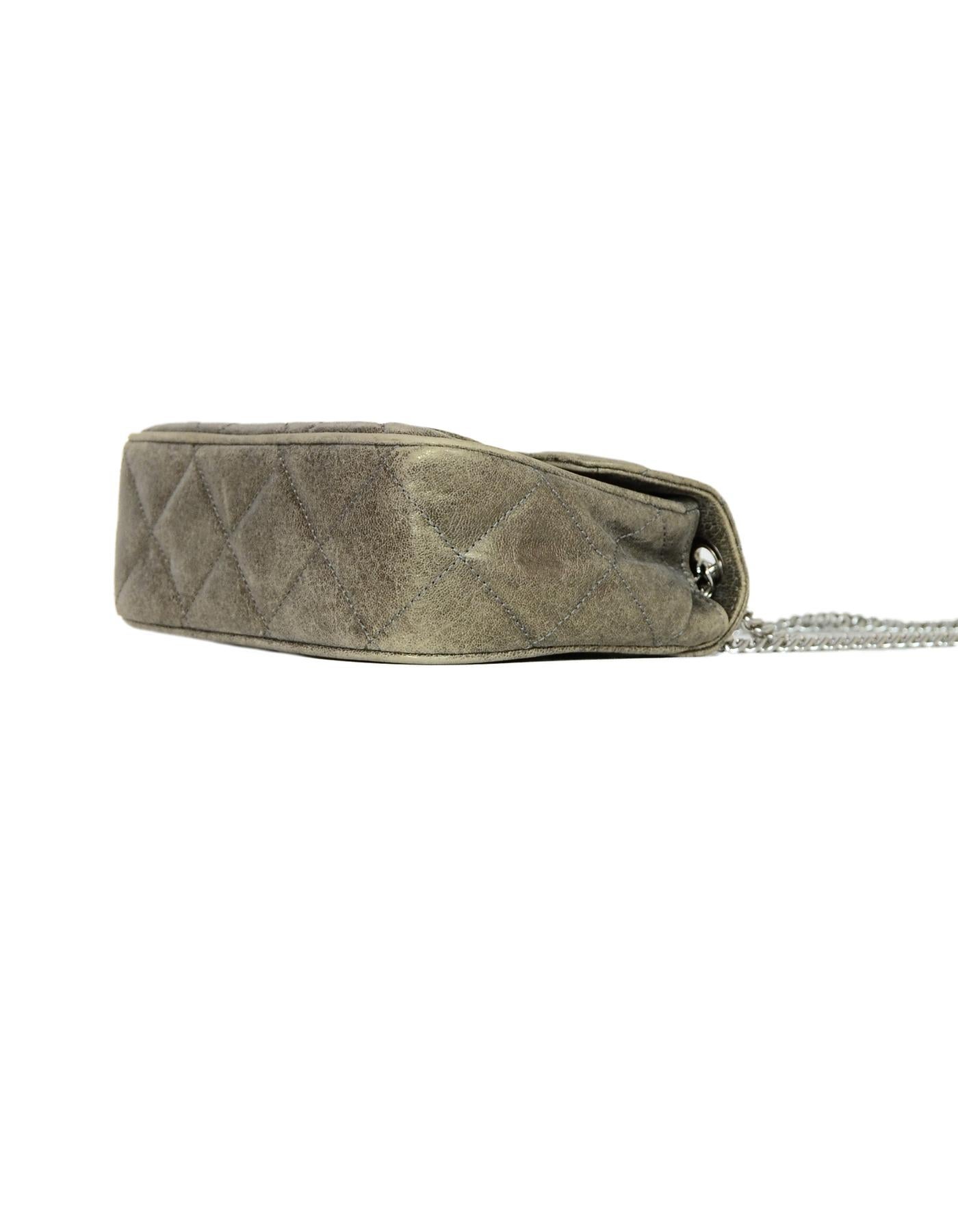 Michael Kors Sueded Leather Distressed Metallic Quilted Sloan Flap Crossbody Bag In Excellent Condition In New York, NY