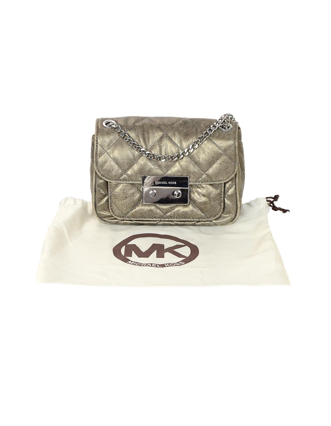 Michael Kors Sueded Leather Distressed Metallic Quilted Sloan Flap Crossbody Bag 2