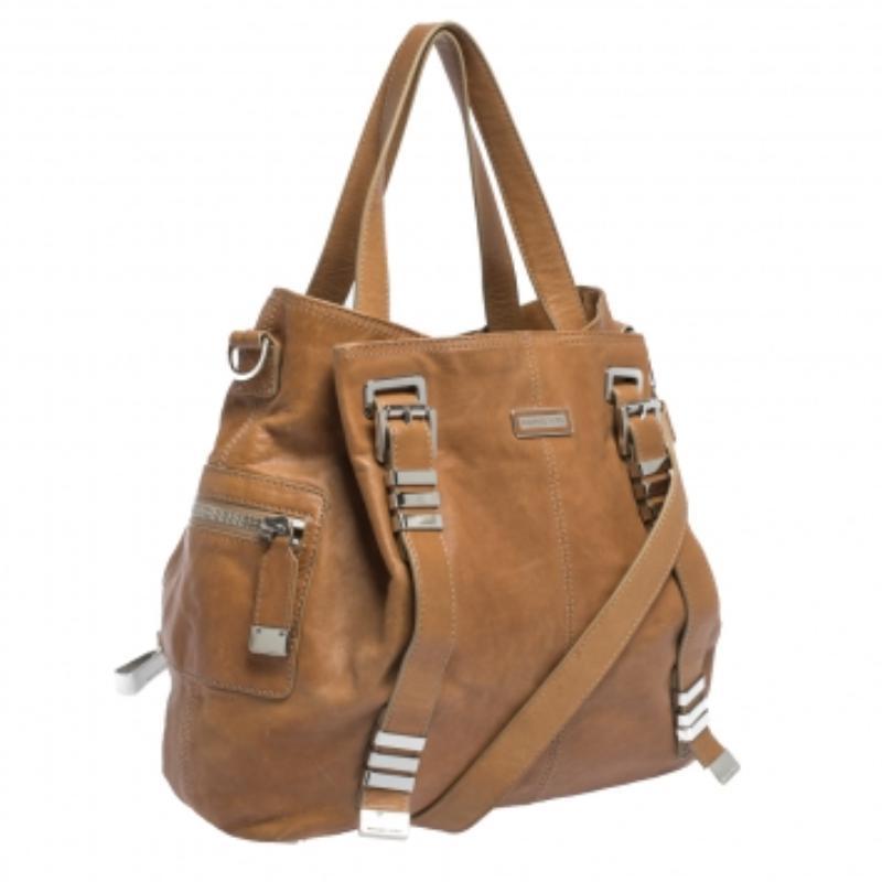 Michael Kors - Tote convertibile con cinturino con fibbia in pelle Tan in vendita 1