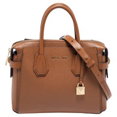 Used Michael Kors Tan Leather Small Mercer Belted Tote