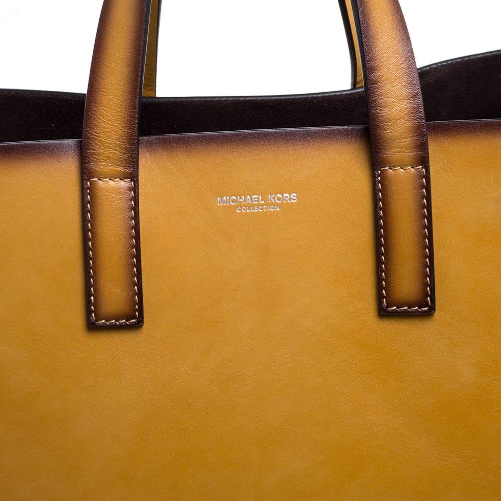 Orange Michael Kors Tan Ombre Leather Prescott Tote