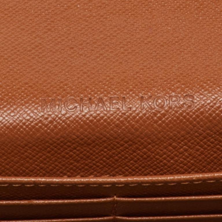 Michael Kors Tan Ostrich Embossed Leather Flap Continental Wallet For Sale 5