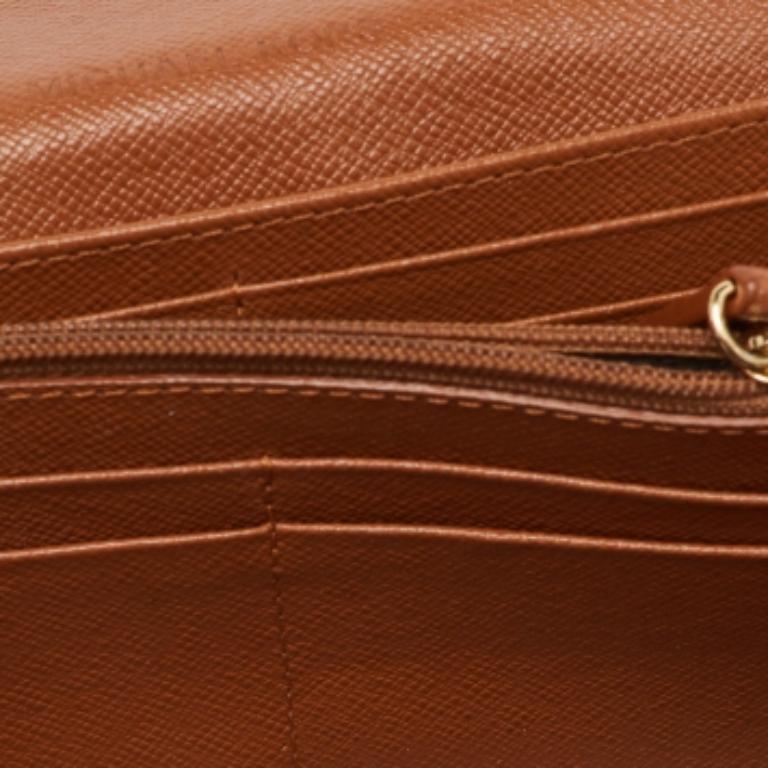 Michael Kors Tan Ostrich Embossed Leather Flap Continental Wallet For Sale 4