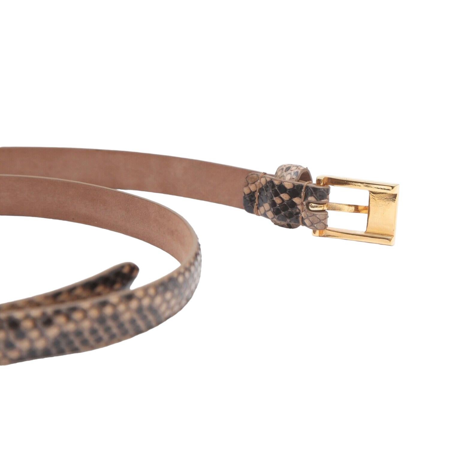 Women's MICHAEL KORS Thin Skinny BELT Exotic Leather Brown Gold HW Buckle S For Sale