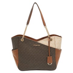 Michael Kors Tricolor Signature Coated Canvas Jet Set Chain Tote