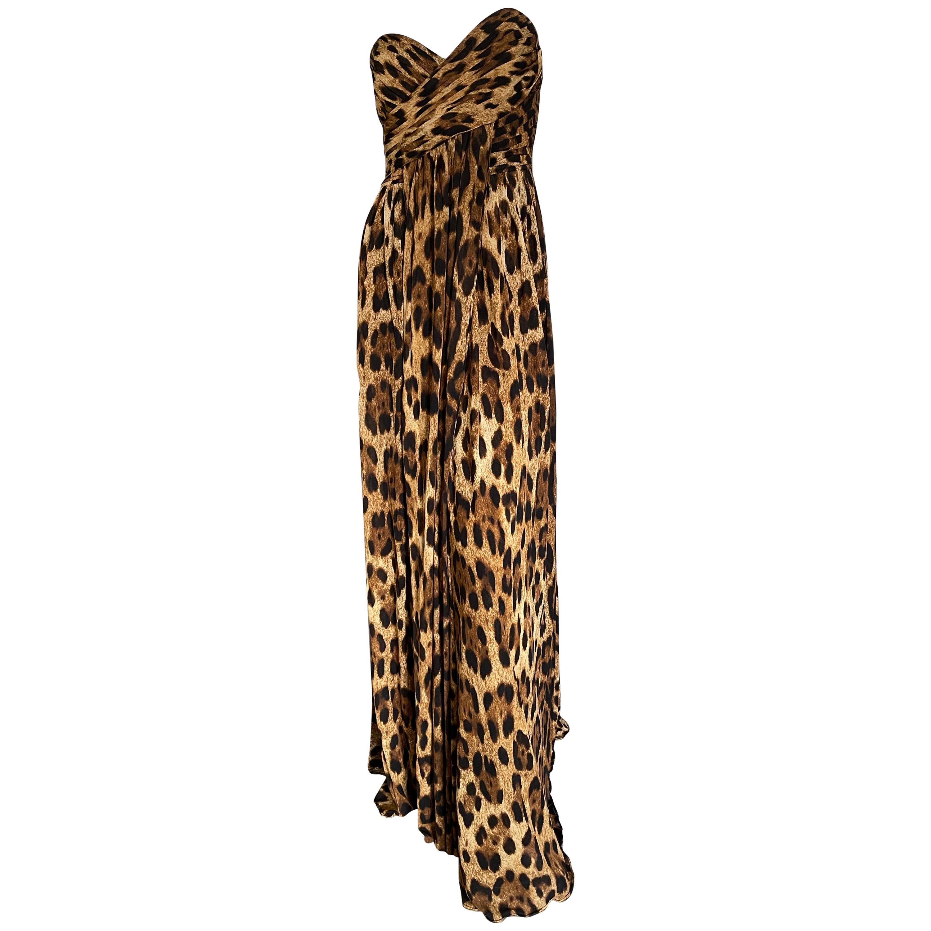 Michael Kors Vintage Strapless Leopard Print Evening Dress For Sale at 1stDibs